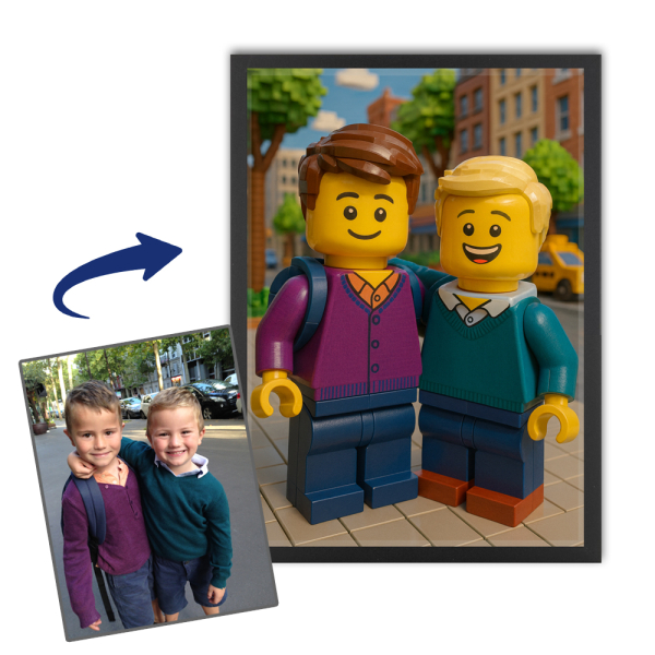 Ritratto di figurine in mattoncini da una foto Ritratto di figurine in mattoncini da una foto