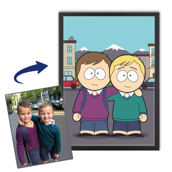 Caricatura in stile cartone stravagante da una foto Caricatura in stile cartone stravagante da una foto