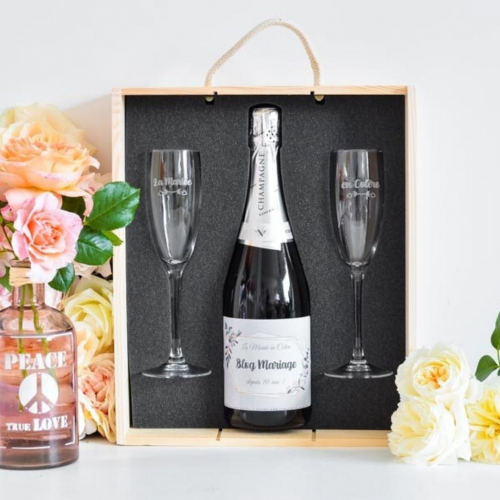 Cofanetto Champagne e bicchieri personalizzato matrimonio