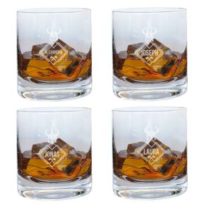 4 bicchieri da whisky personalizzati con nomi diversi