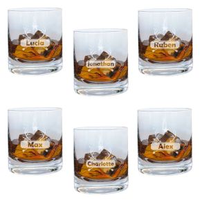 6 bicchieri da whisky personalizzati con nomi diversi