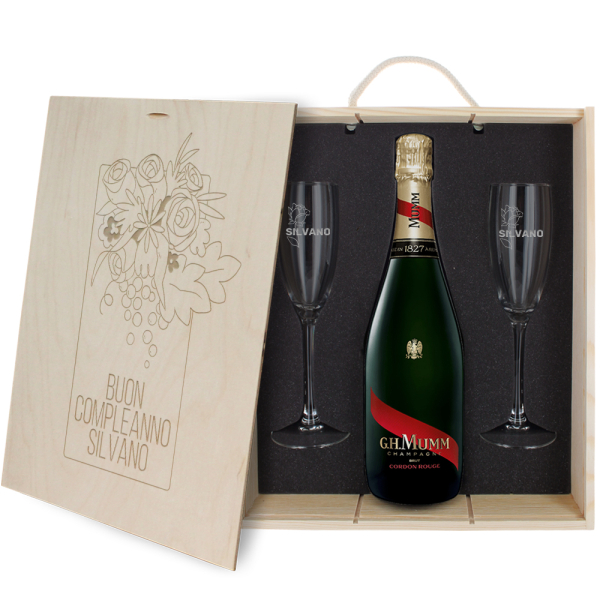 Cofanetto champagne nomi vigneto e rose