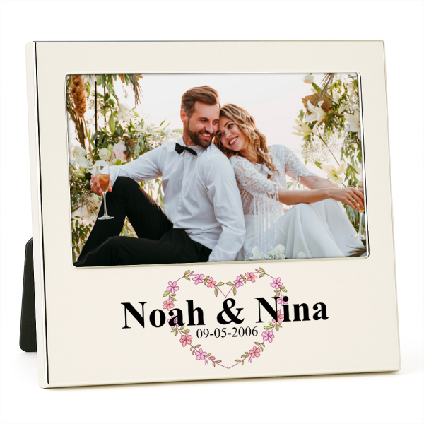 Cornice fotografica argentata personalizzata Amore