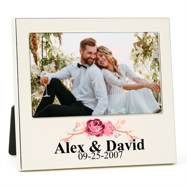 Cornice fotografica argentata personalizzata Amore