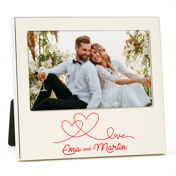 Cornice fotografica argentata personalizzata Amore