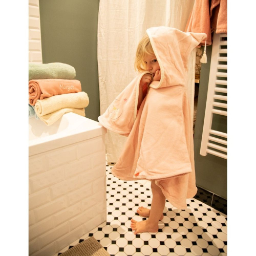 Asciugamano cappuccio rosa bambina