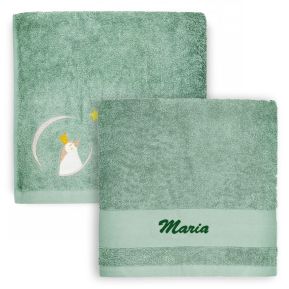 Asciugamano personalizzato bambino 70 x 140 cm - Pinguino Verde
