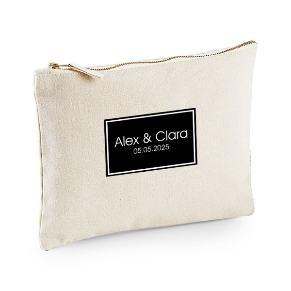 Pochette multiuso personalizzata con nome incorniciato nero
