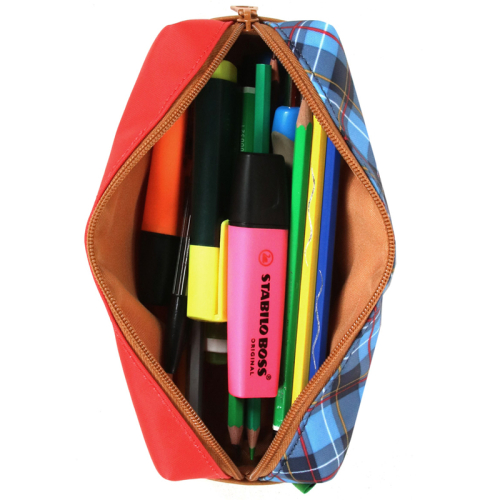 Astuccio Tann's tartan rosso e blu personalizzato