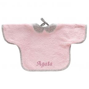 Bavaglino con maniche rosa personalizzato Bavaglino con maniche rosa personalizzato