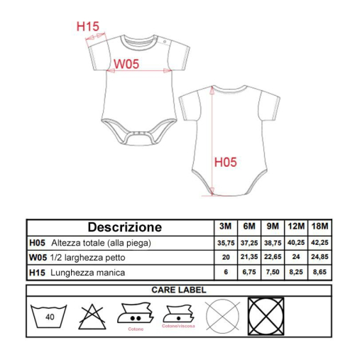 Dimensions Bodies par taille