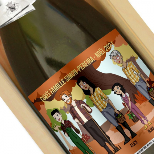 Bottiglia champagne etichetta Manga Family