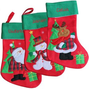 Duosheng & Elegant 1Pc Calze Natalizie da Appendere Personalizzate Rosso Calze Befana Vuote Calze Camino Natale Decorazioni per Natale Ornamento per Feste 