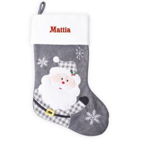 Calza natalizia in feltro grigio personalizzata Calza natalizia in feltro grigio personalizzata