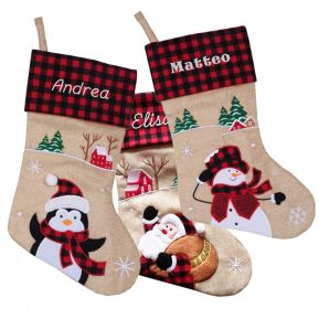 da riempire e appendere calze di Babbo Natale set di calze natalizie FANSEZQ Set di 4 calza di Babbo Natale sacchetti regalo decorativi sacchetti regalo calze per feste 
