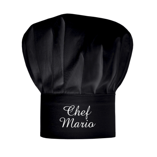 Cappello da chef nero personalizzabile