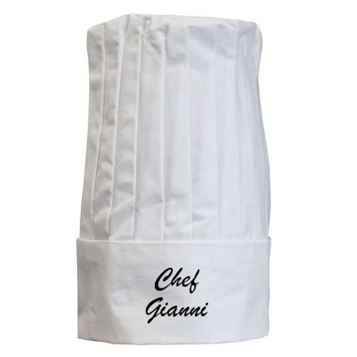 Cappello da chef alto personalizzato bianco
