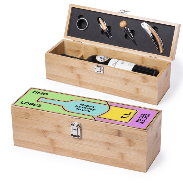Cofanetto sommelier con accessori colorato