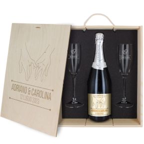 Cofanetto Champagne e bicchieri personalizzato Fedi
