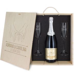 Cofanetto Champagne e bicchieri personalizzato Fedi Cofanetto Champagne e bicchieri personalizzato Fedi