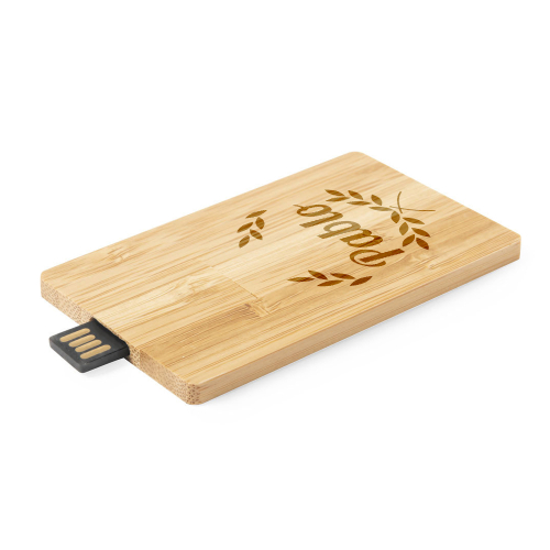 Chiavetta USB piatta pivotante in bambù da personalizzare
