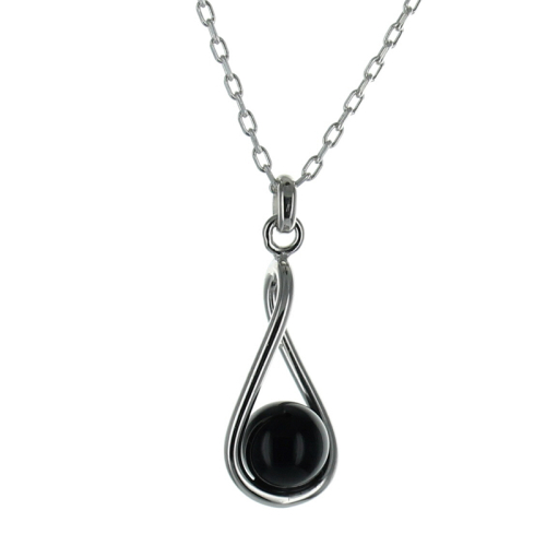 Collana argento perla nera