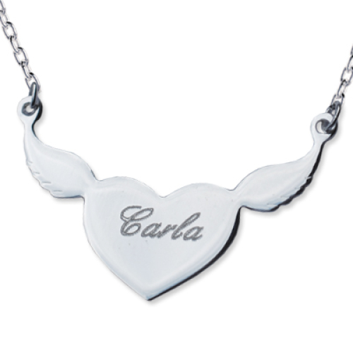 Ciondolo personalizzato cuore con ali