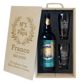 Cofanetto 1 birra e 2 bicchieri personalizzati Festa del papà