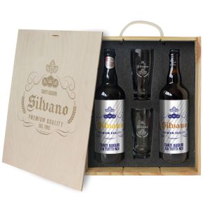 Cofanetto 2 birre e 2 bicchieri personalizzati Luppolo