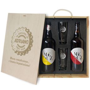 Cofanetto 2 birre e 2 bicchieri personalizzati Tappo