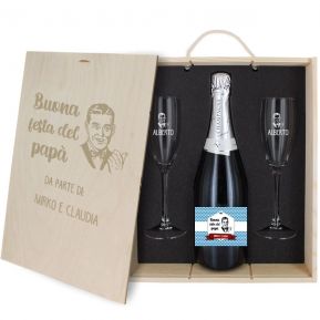 Cofanetto Champagne e bicchieri personalizzato Festa del Papà
