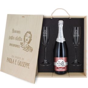 Cofanetto Champagne e bicchieri personalizzato Festa della Mamma