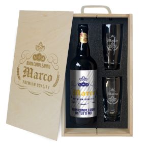 Cofanetto 1 birra e 2 bicchieri personalizzati Luppolo