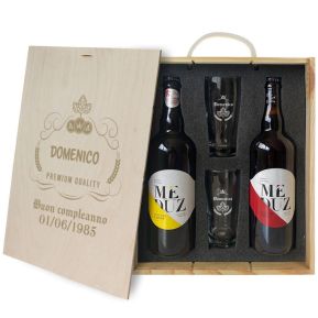 Cofanetto 2 birre e 2 bicchieri personalizzati Luppolo