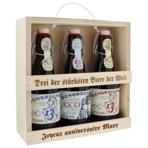 Tris di birre con supporto personalizzato