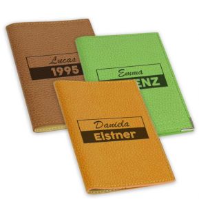 Portapassaporto in pelle personalizzato su 2 righe