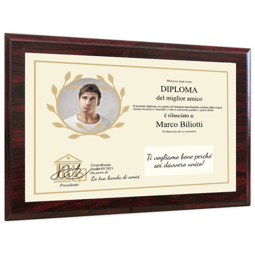 Diploma foto con cornice in legno