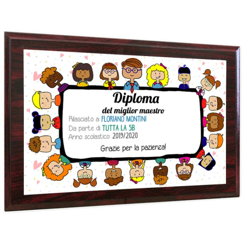 Diploma personalizzato su supporto in legno maestro