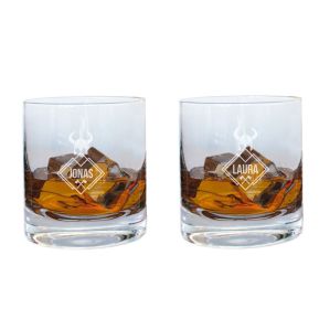 2 bicchieri da whisky personalizzati con nomi diversi