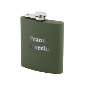 Fiaschetta portaliquori in silicone verde militare personalizzata