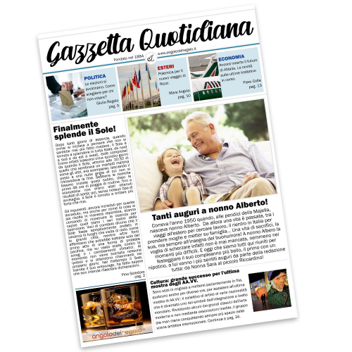 Finta prima pagina giornale di attualità