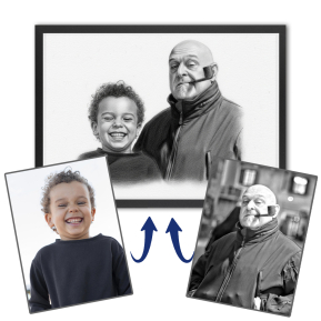 Fotomontaggio per un ritratto in stile carboncino