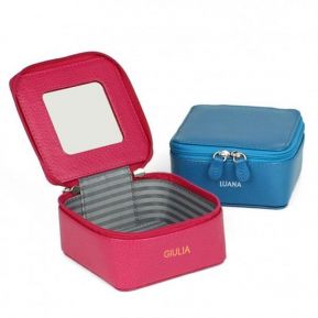 Grande beauty case portagioie in pelle personalizzato Grande beauty case portagioie in pelle personalizzato