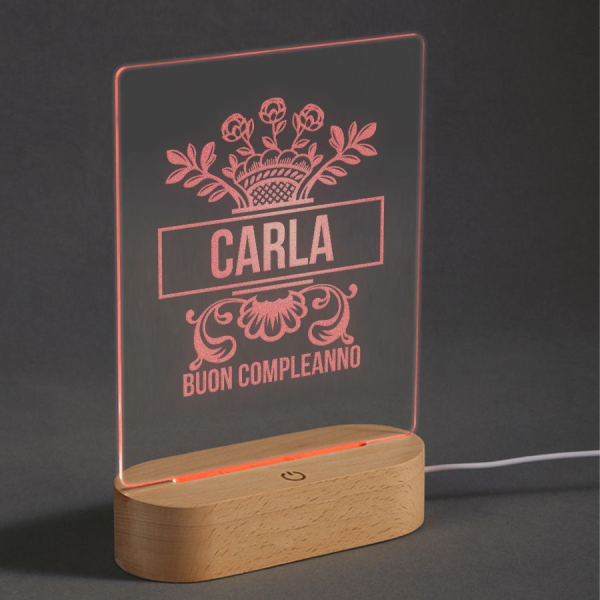 Lampada LED Plexiglas personalizzata nome originale