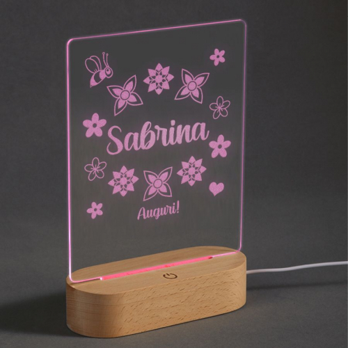 Lampada LED Plexiglas personalizzata con nome