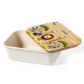 Scatola per merenda safari con coperchio in bambù Scatola per merenda safari con coperchio in bambù