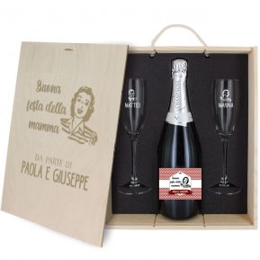 Cofanetto Champagne e bicchieri personalizzato Festa della Mamma