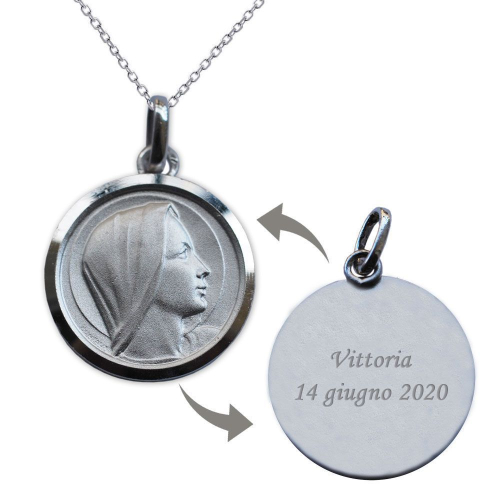 Ciondolo Vergine Maria in argento personalizzabile