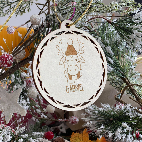 Pallina di Natale personalizzata per bambini animali appesa all'albero di Natale