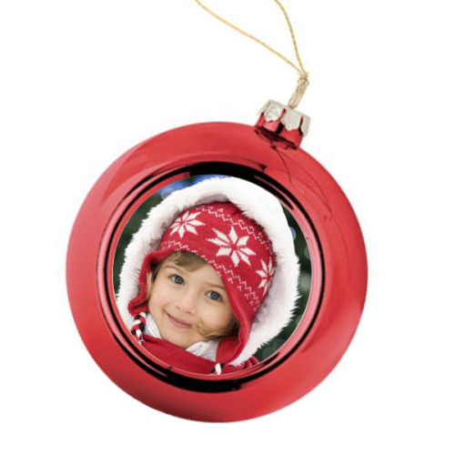Palla di Natale rossa da personalizzare con una foto
